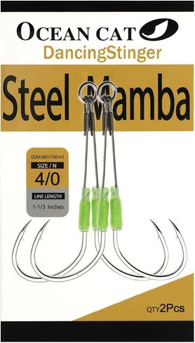 OCEAN CAT Fishing Assist Hooks Steel Mamba Jigs Slow Fast Fall Octopus Circle Hooks Double Stinger with Strong Stainless Steel Wire for Jigging Fishing Rigs Saltwater Freshwater Fishing in Kuwait