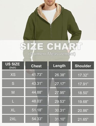PEHMEA Men's Warm Thicken Fleece Hoodie Sherpa Lined Full-Zip Sweatshirt Jacket in Kuwait