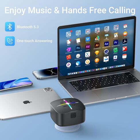 مكبر صوت بلوتوث INGA مقاوم للماء، IP65 مكبر صوت لاسلكي محمول مع كوب شفط، صوت عالي الدقة، مكبر صوت صغير مع ضوء LED وميكروفون للحمام، الدش، حمام السباحة، الشاطئ، في الهواء الطلق in Kuwait