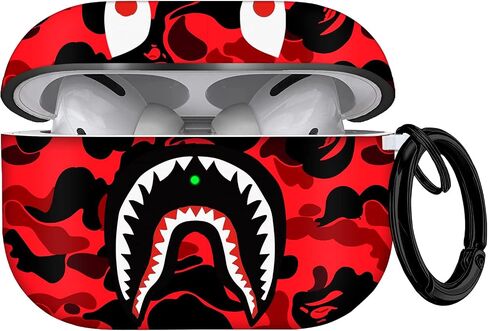 for AirPods Pro Case Cover Shark Mouth Camo Style Pattern Design for Airpods Pro Protective Case Silicone Shockproof for Women Men Girls with Keychain for Apple Airpods Pro Charging Case in Saudi Arabia