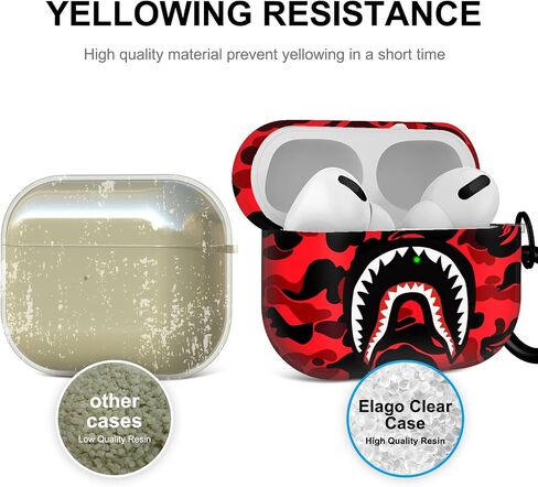 for AirPods Pro Case Cover Shark Mouth Camo Style Pattern Design for Airpods Pro Protective Case Silicone Shockproof for Women Men Girls with Keychain for Apple Airpods Pro Charging Case in Saudi Arabia