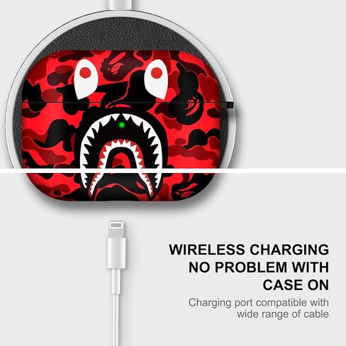 for AirPods Pro Case Cover Shark Mouth Camo Style Pattern Design for Airpods Pro Protective Case Silicone Shockproof for Women Men Girls with Keychain for Apple Airpods Pro Charging Case in Saudi Arabia