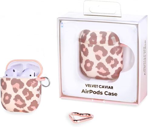 مخمل كافيار متوافق مع حافظة AirPods الجيل الثاني والأول - غطاء صلب واقٍ لطيف للنساء - مربعات عارية in Saudi Arabia