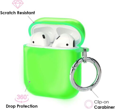 مخمل كافيار متوافق مع حافظة AirPods الجيل الثاني والأول - غطاء صلب واقٍ لطيف للنساء - مربعات عارية in Saudi Arabia