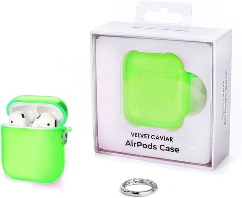 مخمل كافيار متوافق مع حافظة AirPods الجيل الثاني والأول - غطاء صلب واقٍ لطيف للنساء - مربعات عارية in Saudi Arabia