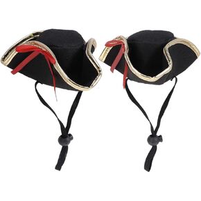 ABOOFAN 2pcs Dog Pirate Hat Pet Dog Halloween Pirate Cosplay Costume Accessory Photo Props Party Hats for Small Medium Dogs