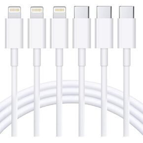USB C to Lightning Cable 3Pack 6FT [Apple MFi Certified] iPhone Fast Charger Cable USB-C Power Delivery Charging Cord for iPhone 14/13/12/11/XS/XR/X/8/iPad, White