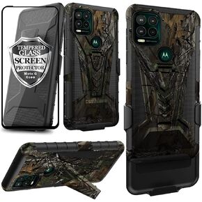 Ailiber Compatible with Motorola Moto G100 Case, Motorola Edge S Case Holster with Screen Protector, Swivel Belt Clip Holster Kickstand Holder, Heavy Duty Rugged Cover for Edge S/Moto G100-Camouflage