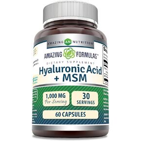 Amazing Formulas Hyaluronic Acid & MSM 500mg 120 Capsules Supplement | Non-GMO | Gluten Free | Made in USA