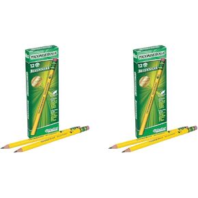 Dixon ticonderoga المبتدئين الأساسية المقاس, Yellow, 2-Pack of 12