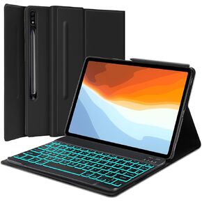 OYOSUOGG Galaxy Tab S9/S8/S7 11" Keyboard Case | Protective Stand Cover with S Pen Holder | Magnetically Bluetooth Keyboard with 7 Color Backlight | Detachable Wireless Keyboard