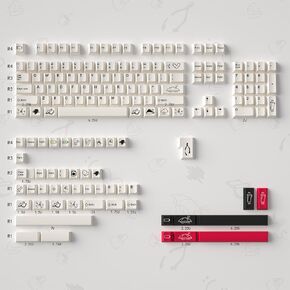 PBT Black White Retro Keycaps, Cherry Profile Keycaps, Custom Keyboard Keycaps Set,152 Keys Suitable for Cherry Mx Switch Keyboard