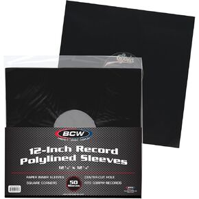 BCW Polylined Black Paper 12 in Square Corner Record Sleeve - 50 ct