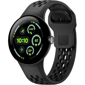 Sport Bands Compatible with Google Pixel Watch 3 45mm Band Breathable Waterproof Silicone Strap for Pixel Watch 3 (45mm) 2024 Women Men