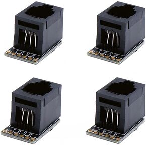 4PCS RJ11 6-pin Breakout Board with PCB Mount Black Modular Jack 6P6C Telephone Socket Connector Jack Coupler