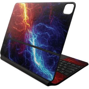 Carbon Fiber Skin Compatible with Apple Magic Keyboard for iPad Air 13-inch (M2) 2024 - Color Lightning - Premium 3M Vinyl Protective Decal Cover - Easy to Apply | Crafted in The USA by MightySkins