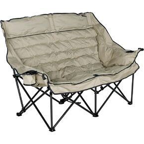 Lippert Big Bear Sand Folding Camping Loveseat with 500-lb. Weight Capacity, Durable Mesh Fabrics, High-Loft Cushioning, Dual Cupholders, Storage Pocket, Zippered Carrying Bag - 2023053718 in Kuwait