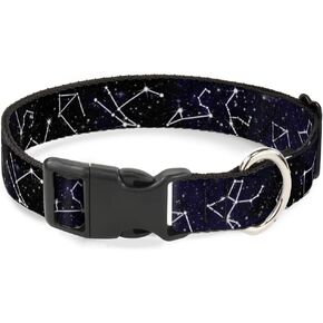 Dog Collar Plastic Clip Constellations 14 Galaxy White 9 to 15 Inches 1.0 Inch Wide