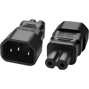 JSADZKJ IEC 320 C14 to C7 Power Adapter, C14 Male to C7 Female Power Socket Converter, AC Power Cord Plug ，for LED TVs (2 PCS)