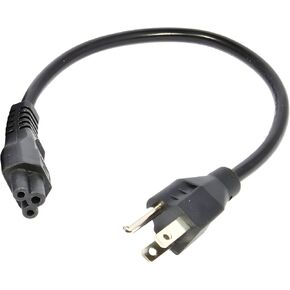 JacobsParts AC Power Cord 1 Foot Short Power Cable 18AWG for IEC-60320 IEC320 C5 to NEMA 5-15P, 3-Prong, 1ft