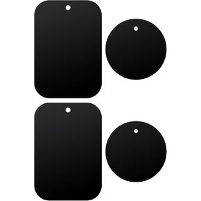 4 Pack Metal Plate for Magnetic Phone Car Mount Holder - 2 Rectangle and 2 Round Plates with 3M Adhesive, Compatible with Magnetic Mounts