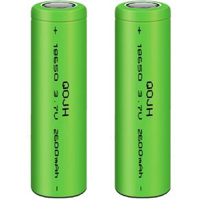 18650 Flashlight Rechargeable Battery, 3.7v 2600mAh 18650 Battery Flat Top for Flashlight, Remote Controls, Doorbells 2Pack (Green)