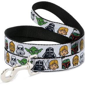 Buckle-Down Star Wars Pet Leash, Dog Leash, Star Wars 6 Character Faces White, 6 Feet Long 1.0 Inch Wide