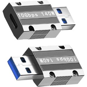 10Gbps USB C Female to USB Male Adapter, Zinc Alloy Type C to USB A Adapter High-Speed Data Transfer, USB 3.1 Type C to Type A Charger Converter OTG Fast Charging Compatible(2Pack)