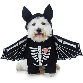 Dog Halloween Costume Pet Bat Clothes Puppy Halloween Cosplay Hoodies Cat Skull Shirts (M)