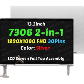 13.3inch LED LCD 1920X1080 FHD Touch Screen Digitizer Replacement Whole Hinge-up Assembly LP133WF9-SPF1 Compatible with Dell Inspiron 13 7306 2-in-1 P124G P125G FHDKN(Silver)