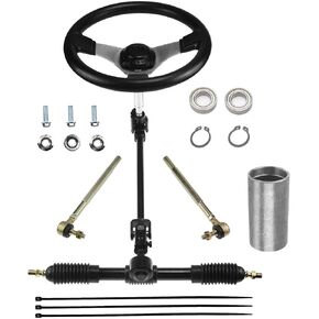 PRO BAT 300mm Steering Wheel Steel Kit 420mm Gear Rack Pinion Adjustable Shaft Set Replacement for Go Kart Go Cart ATV UTV 110cc 125cc 140cc 150cc