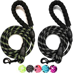 2 Packs 5 FT Dog Leash with Comfortable Padded Handle and Highly Reflective Threads for Small Medium and Large Dogs (5FT-1/2'') (Blue)
