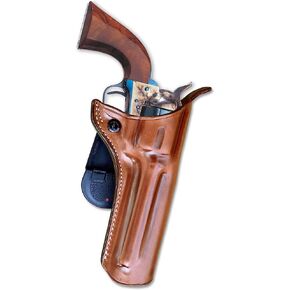 OWB Leather Paddle Holster Open Top Custom Fit Uberti Cattleman 1873, 45 Colt 5.5" Barrel, Right Hand Draw, Brown Color #1845#
