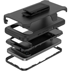 Compatible with Google Pixel 9 Pro XL Case, with Belt Clip Holster Heavy Duty Rugged Shockproof Full Body Protection Kickstand Phone case for Google Pixel 9 Pro XL(Black)