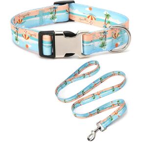 YSHOME&PET Dog Collar and Leash Set with Safety Locking Metal Buckle, Soft Quick Release Dog Collars Adjustable for Small Medium Large Dogs and Kitten Cats