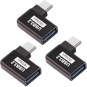 [90° Angle / 10Gbps] USB 3.2 to USB C OTG Adapter, USB C Male to USB Femal Converter for MacBook Pro 2020, iPad Pro 2020, Samsung Notebook 9, Dell XPS and More Type C Devices