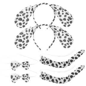 Beaupretty Makeup Headband 2 Sets Dalmatian Puppy Dog Headband Ears Tail Kit Dog Ears Headband Halloween Christmas Party Cosplay Costume Decoration Makeup Set