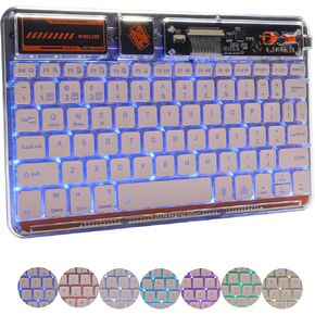 Wireless Bluetooth Keyboard,7 Colors Backlit Rechargeable Mac Keyboard, Silent Light Up Portable Keyboard for iPad iOS Android Windows Devices(Pink)