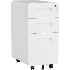 3 Drawer Mobile File Cabinet with Lock,Under Desk Metal Filing Cabinet for Home Office fits Legal/Letter,Fully Assembled Except Wheels,Black
