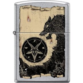 Zippo Lighter- Black Wolf Baphomet Occult Art Design Street Chrome #Z1085