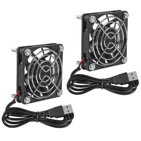 2Pcs USB Fan 5V 12025 Cooling Fan Ball Bearings Brushless Axial Fan 120x120x25mm USB Computer PC Fan with Srews Metal Grill Cover for Computer Case Cooling Fan CPU Coolers Radiators