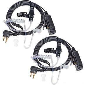 HYS for Motorola 2pin Walkie Talkie Earpiece with Mic, Acoustic Tube Headset with PTT (Two-Wire: 2.54ft/2.62ft) for Motorola BPR40 RMM2050 RDV2020 RDU4100 Two Way Radio