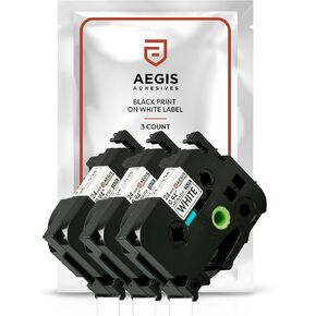 Aegis Adhesives - Label Maker Tape Replacement for Brother TZe Laminated Tape TZe-251 TZ-251 TZe251. 24mm / 1 inch White. Compatible for Brother Printer PT-D600 PT-D610BT PT-P710BT (3 Pack)