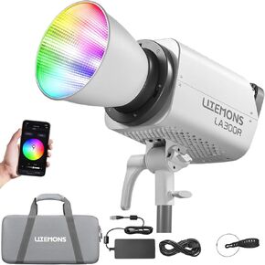 Godox Litemons LA300R RGB LED Video Light, 330W 102000Lux@1M Studio Bright Light, 1800K-10000K Bowens Mount RGB LED Light with 14 FX Effects 0-100% Dimming for Videography