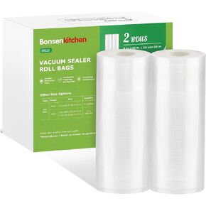 Bonsenkitchen Vacuum Sealer Bags Rolls, 8 in x 50 ft Rolls 2 pack Durable Food Sealer Bags, Commercial Grade, Heavy Duty, BPA Free, Seal a Meal, Great for Food Storage & Sous Vide Cooking, VB23