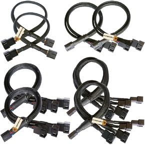 Lsgoodcare 8 PCS 4 Pin Fan Extension Power Cable Y Splitter 1 to 2 & 1 to 3 & 1 to 4 Converter Computer PC Fan Power Extension Cable for PWM Fan Computer ATX Case