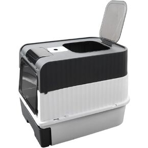 Cat Litter Box with Lid, Fully Enclosed Cat Potty Anti Splashing Cat Toilet Self Cleaning Cat Litter Box with Cat Litter Scoop, Drawer Type Front Entry Top Exit