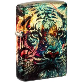 Zippo Painted Tiger Design 540 Tumbled Brass Pocket Lighter