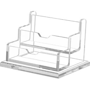 NIUBEE Clear Business Card Holder 4 Tier Acrylic Business Card Stand, 4 Slots Business Card Display for Desk Counter, 300 Card Capacity, 1 Pack
