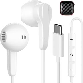 APETOO USB C Headphones Magnetic Wired Earbuds Type C Earphones HiFi Stereo in-Ear Plug in Ear Buds Microphone Volume Control for iPhone 16 Pro Max, Google Pixel, Samsung Galaxy, OnePlus, White